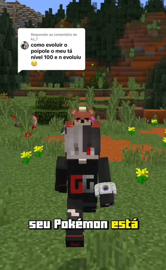 Treinador no campo enfrentando um Pokémon selvagem