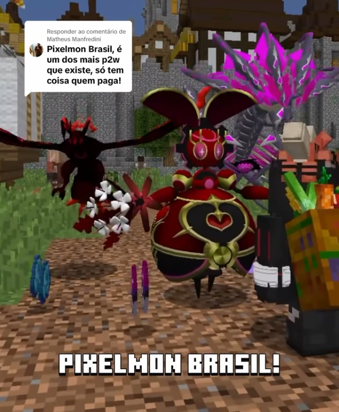 Cena hero Pixelmon Brasil com vários personagens